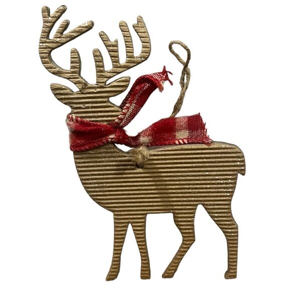 (2) Handmade Reindeer Snowman Christmas Ornaments Sparkly 4” x 6” Jingle Bells - Picture 12 of 14